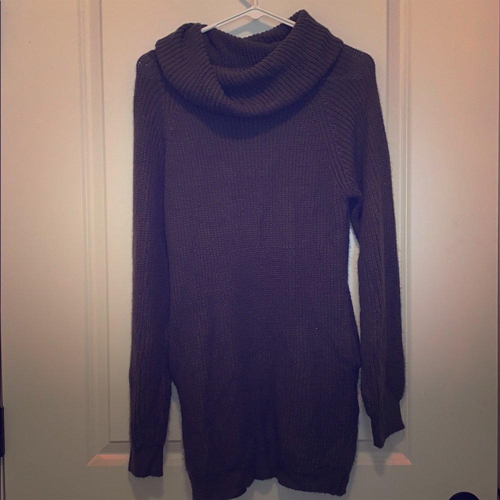 Pink Lily charcoal gray cowl neck sweater